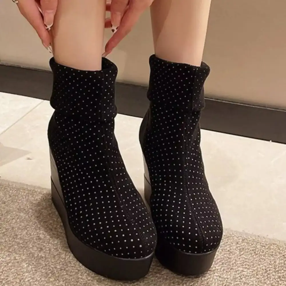 Refined Round Toe Wedge Boots
