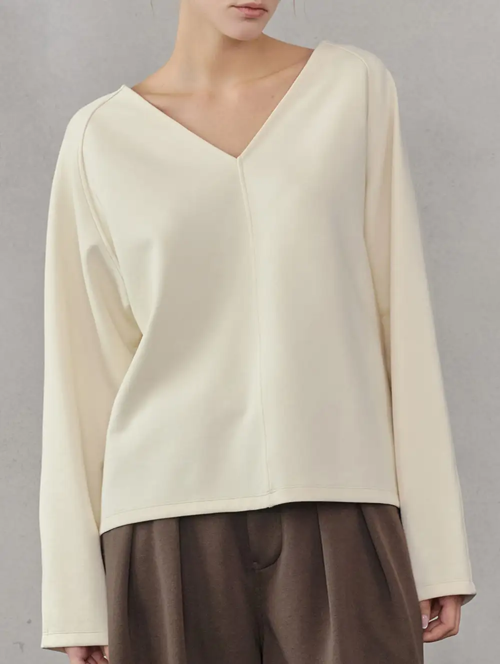 V Neck Reversible Loose Fit Sweatshirt