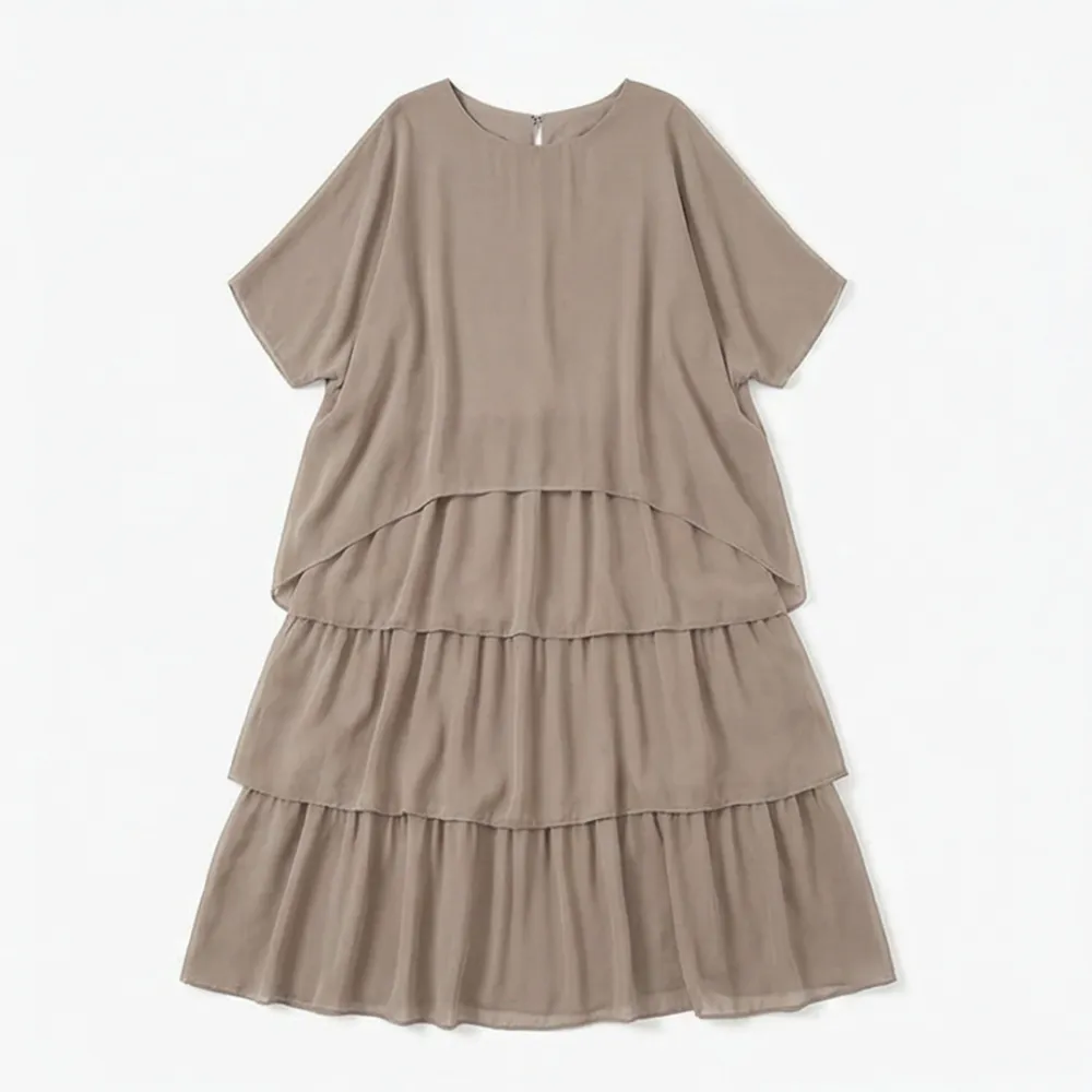 Tiered Chiffon Satin Finish Maxi Dress