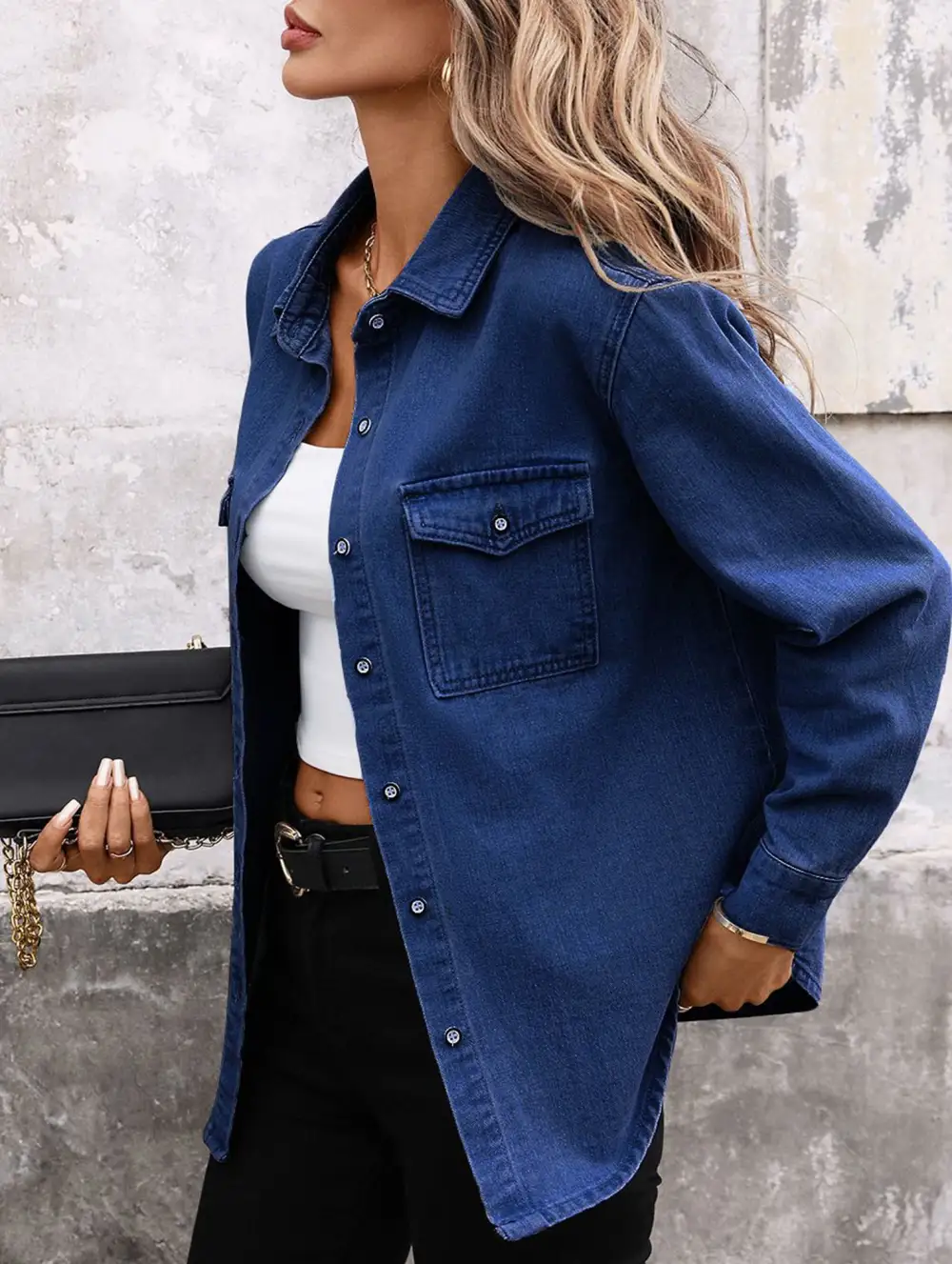 Washed Denim Cardigan Long Sleeve Jacket