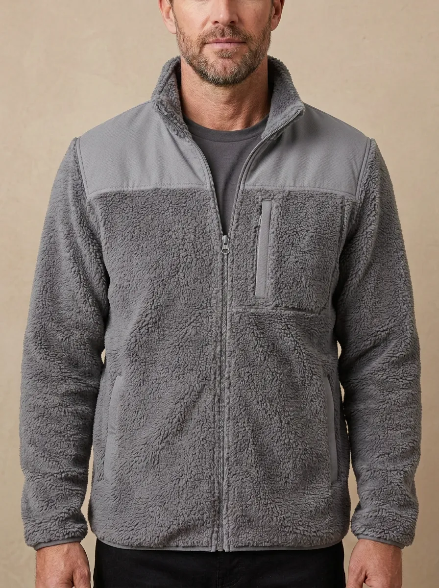 Sherpa Fleece Zip Collar Jacket