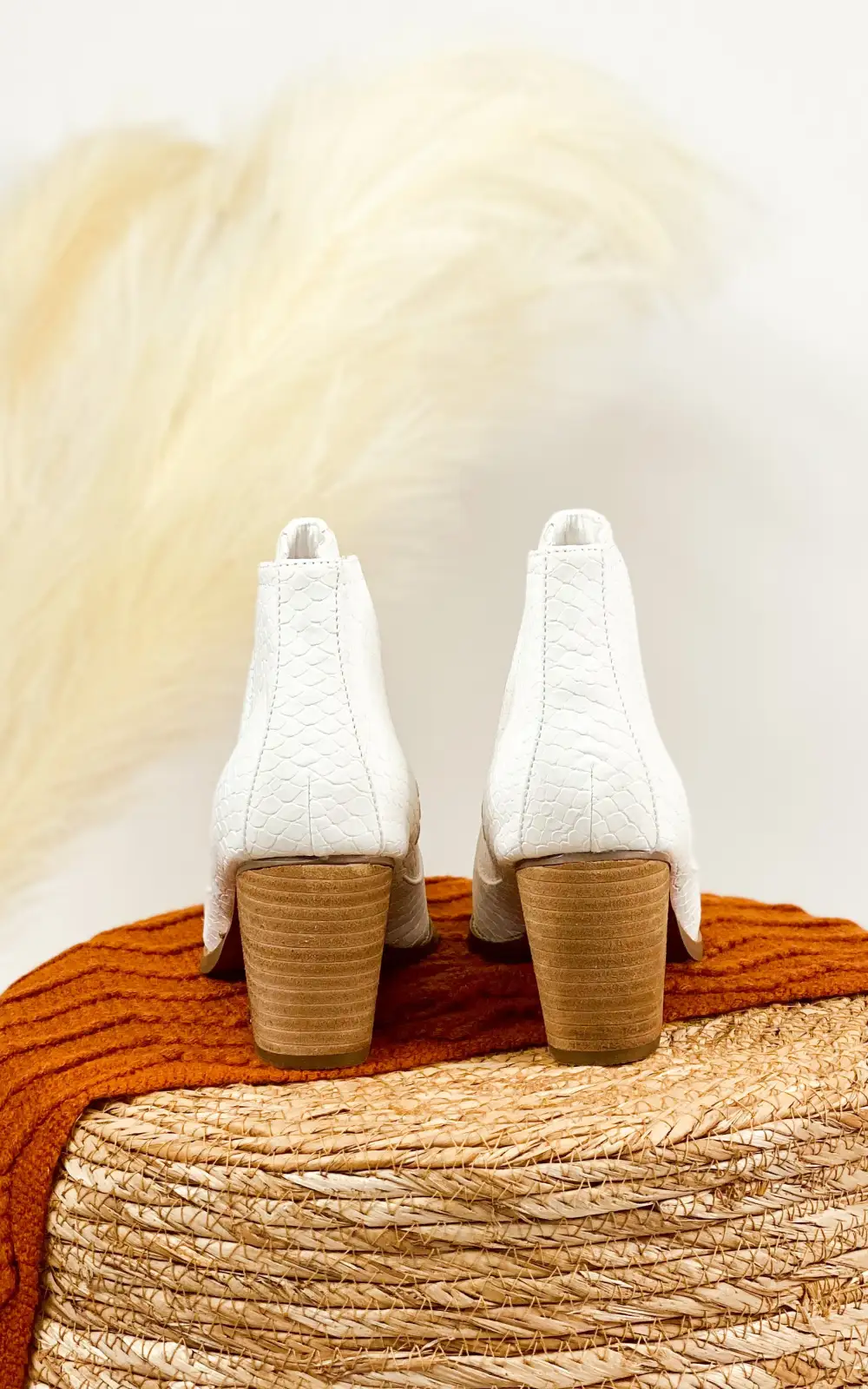 White High-Heeled Ankle Boot