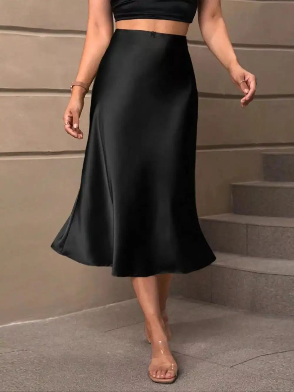 Simple Satin Midi Skirt