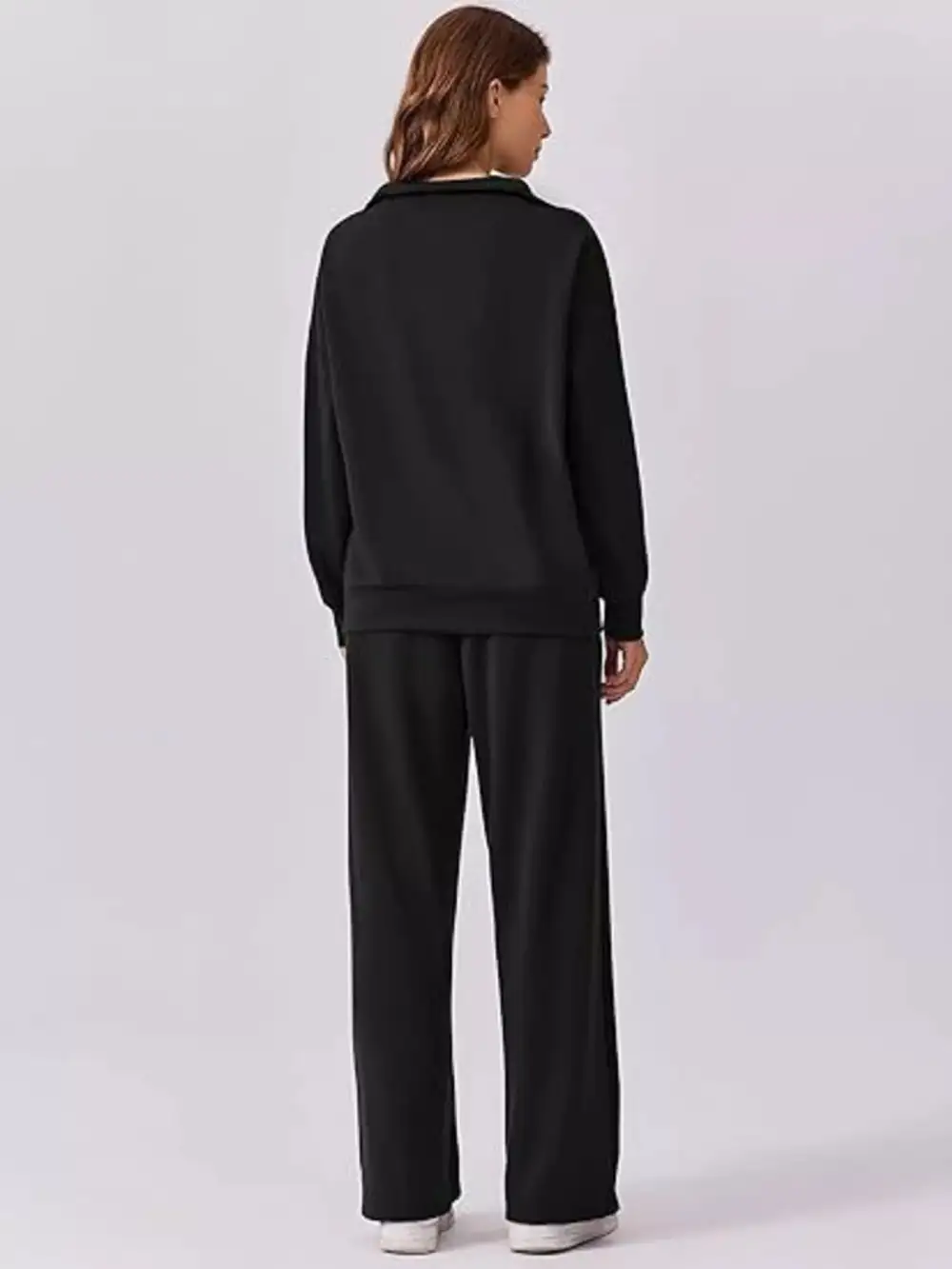 Relaxed Fit Quarter Zip Top and Pants Set