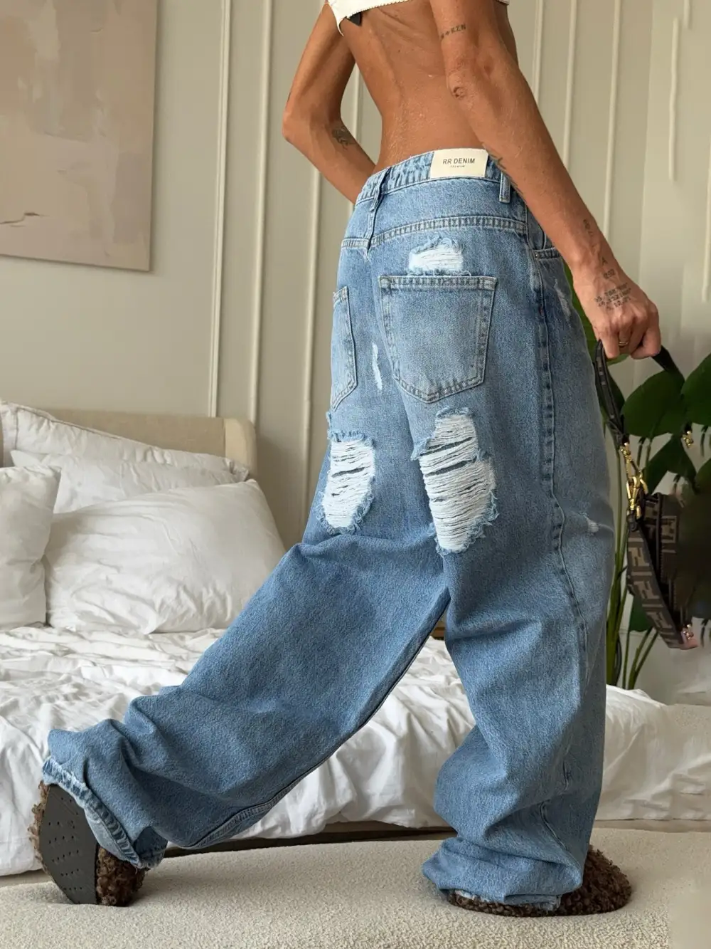 Versatile Wide Leg Washed Denim Jeans