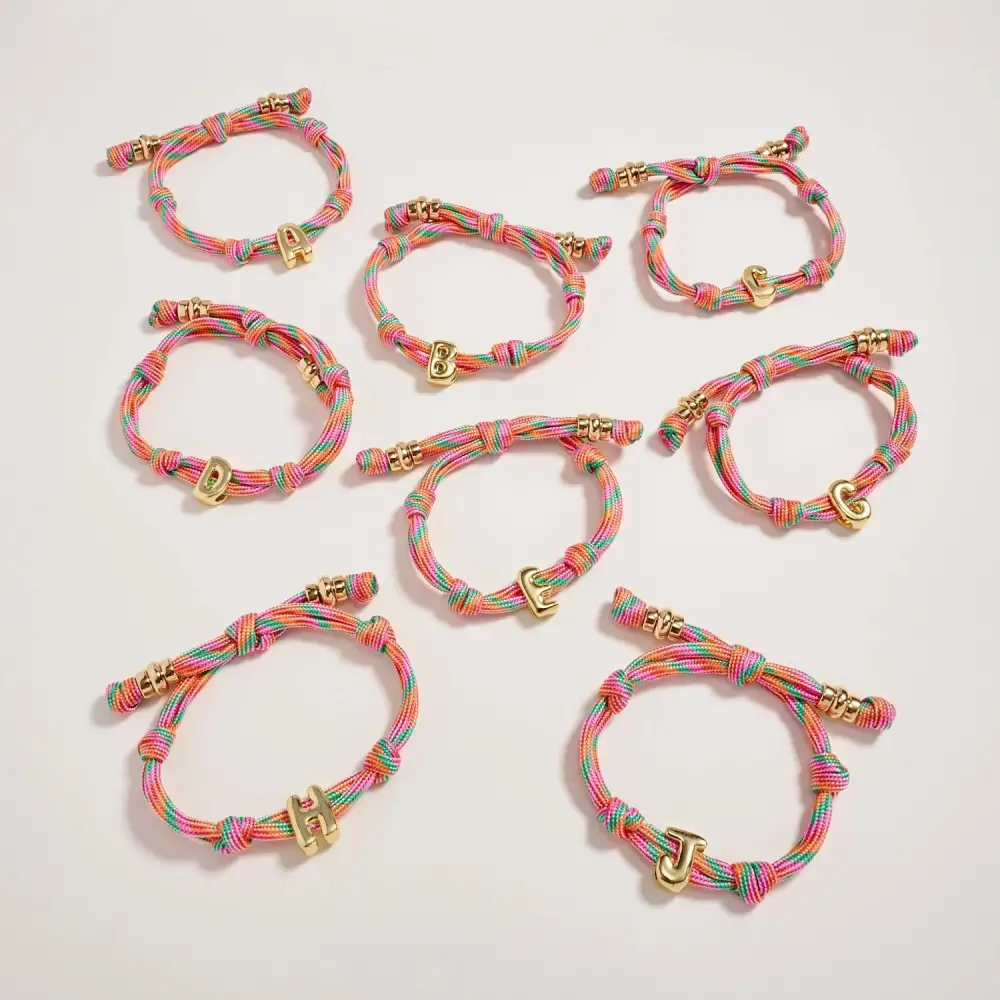 Rope Initial Bracelet With Charm