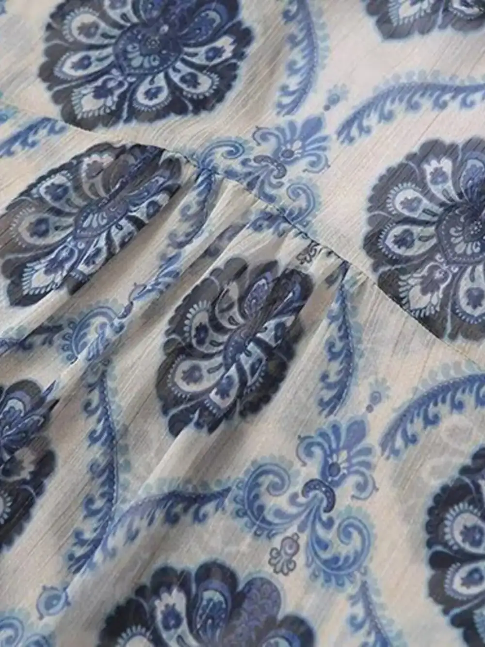 Printed Button Front Long Sleeve Dress Casual