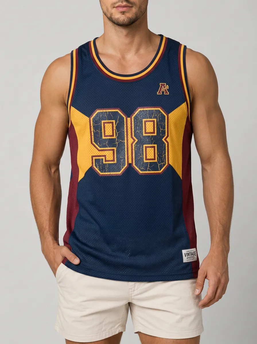 Men's Sports Fan 98 Number Graphic Printed Mesh Tank Top