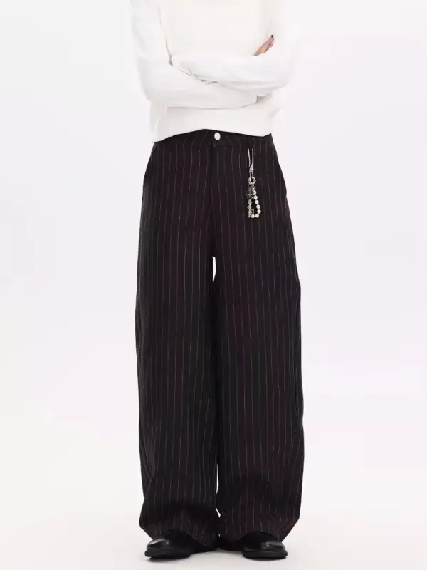 Refined Men's Plus Size Striped Wide Leg Casual Pants