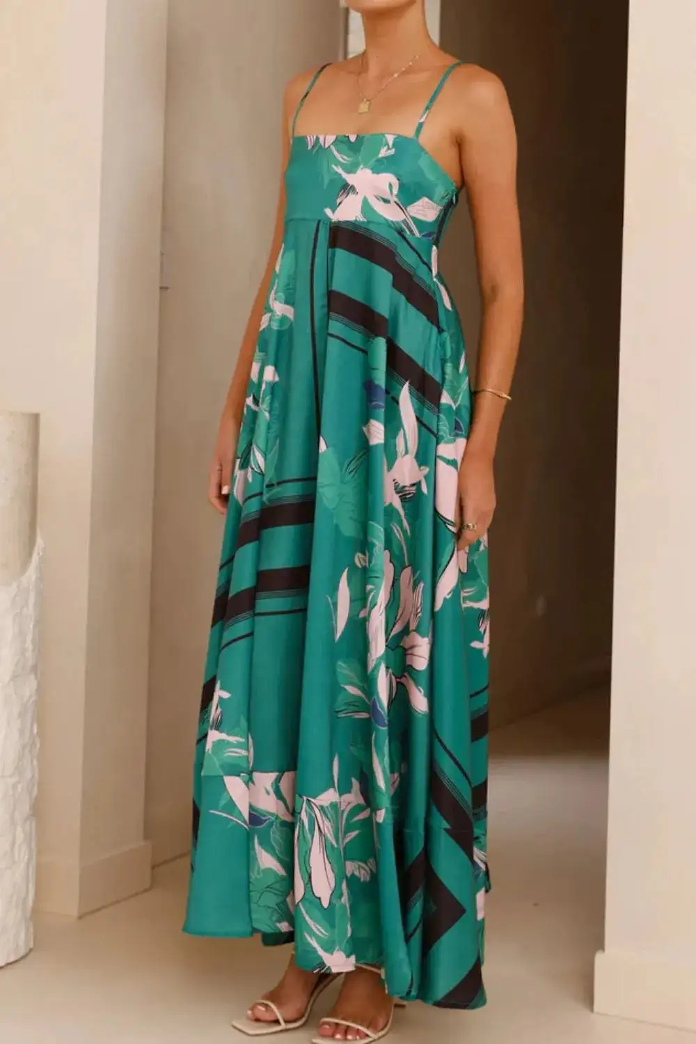 Printed Square Neck Maxi Dress