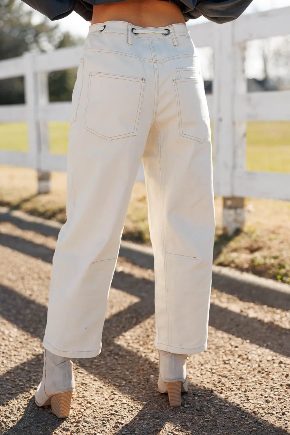 Barrel Patch-Pocket Pocket-Detail Tie-Waist Pants