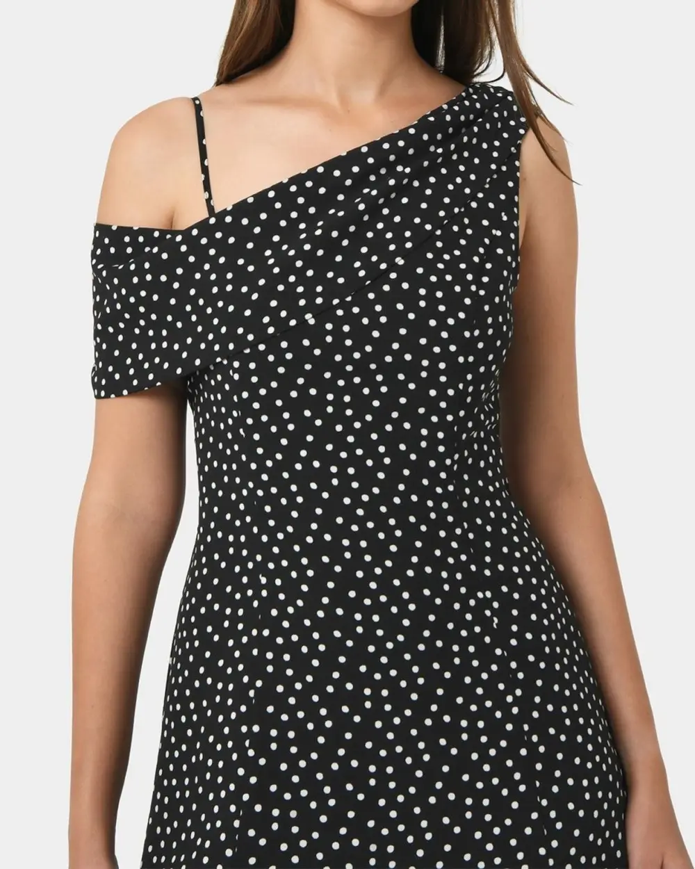 Asymmetric Maxi Dress -Polka Dot
