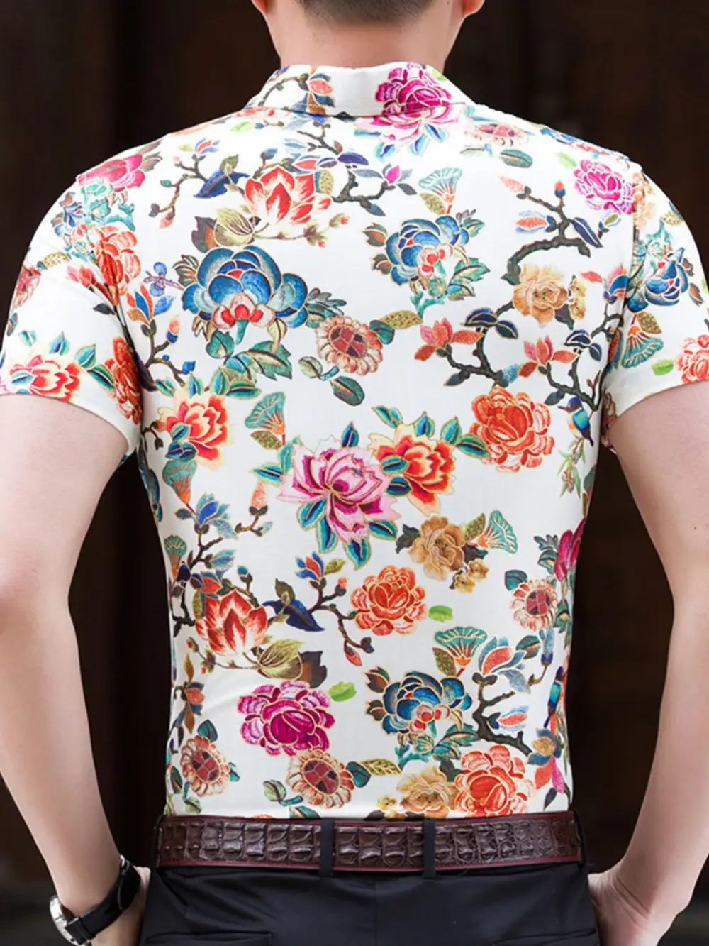 Men S Plus Size Print Short Sleeve Button Down Shirt