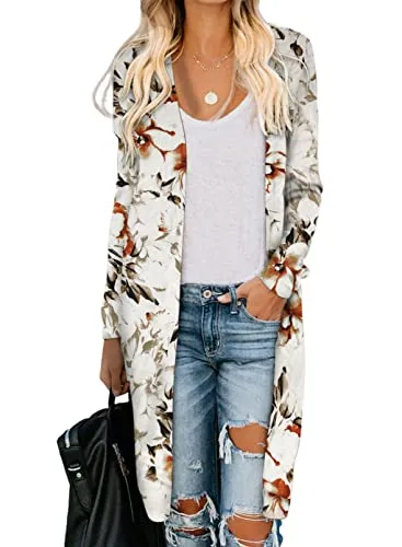 Womens2022FashionCasualOpenFrontPrintedCardigansSweatersThinCoatsJacketsOuterwear