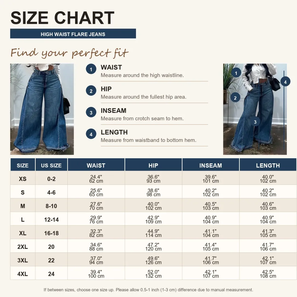 Women's High Waist Flare Wide Leg Jeans