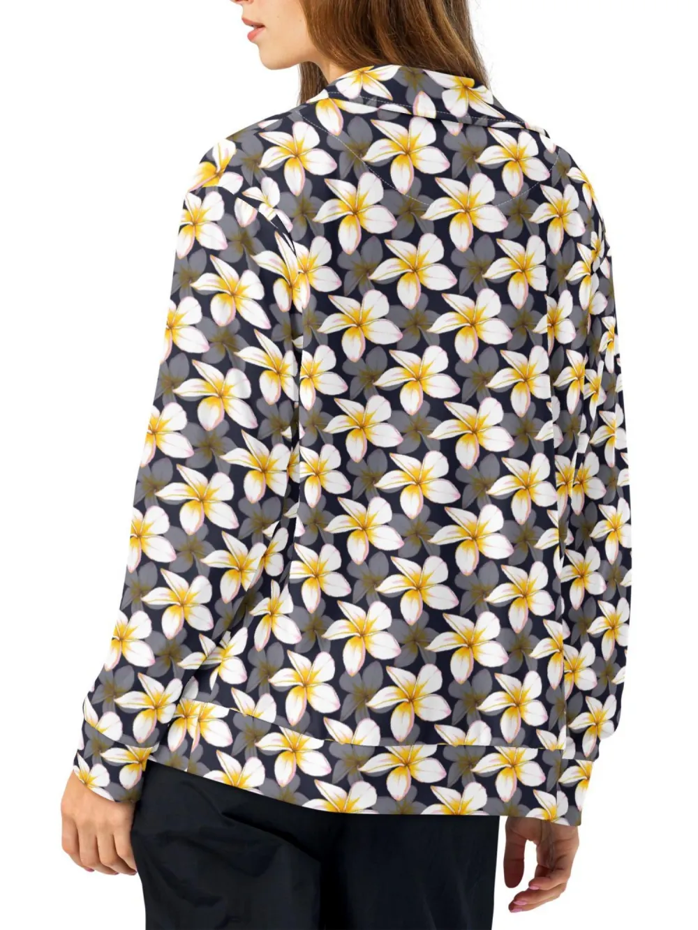 Dark Floral Print Casual Jacket
