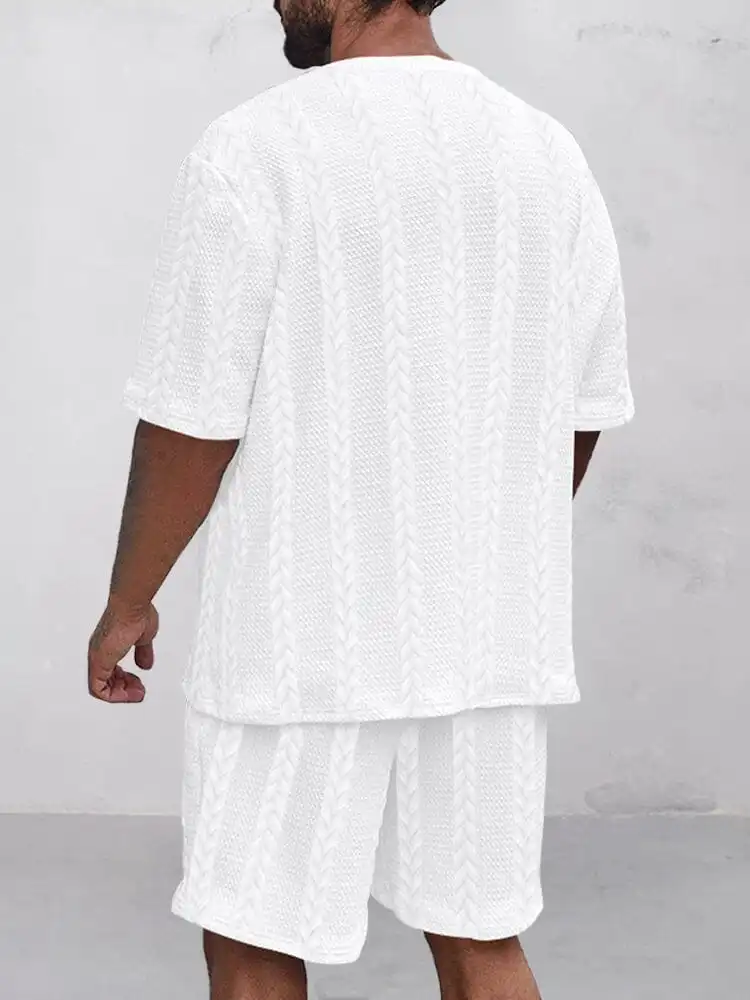 Casual Jacquard T-Shirt Shorts Set
