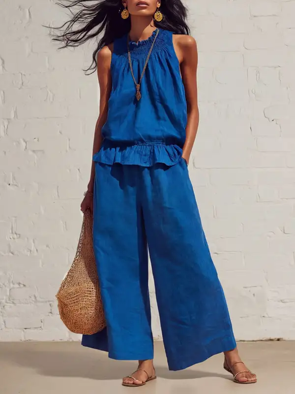 Relaxed Sleeveless Vest And Pants Set