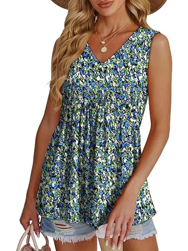 Womens Tank Tops 2025 Flowy Peplum Tops For Women Dressy Sleeveless V Neck Babydoll Tank Tops