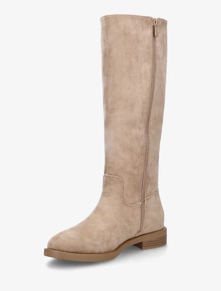 Urban Block Heel Faux Suede Knee High Boots