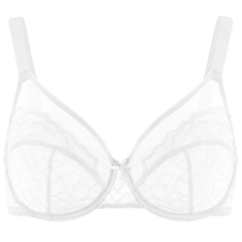 Enchante Floral Lace Plus Size Underwire Unlined Unpadded Minimizer Full Coverage Bra Women's Wear Comfortable Breathable Mesh Cup