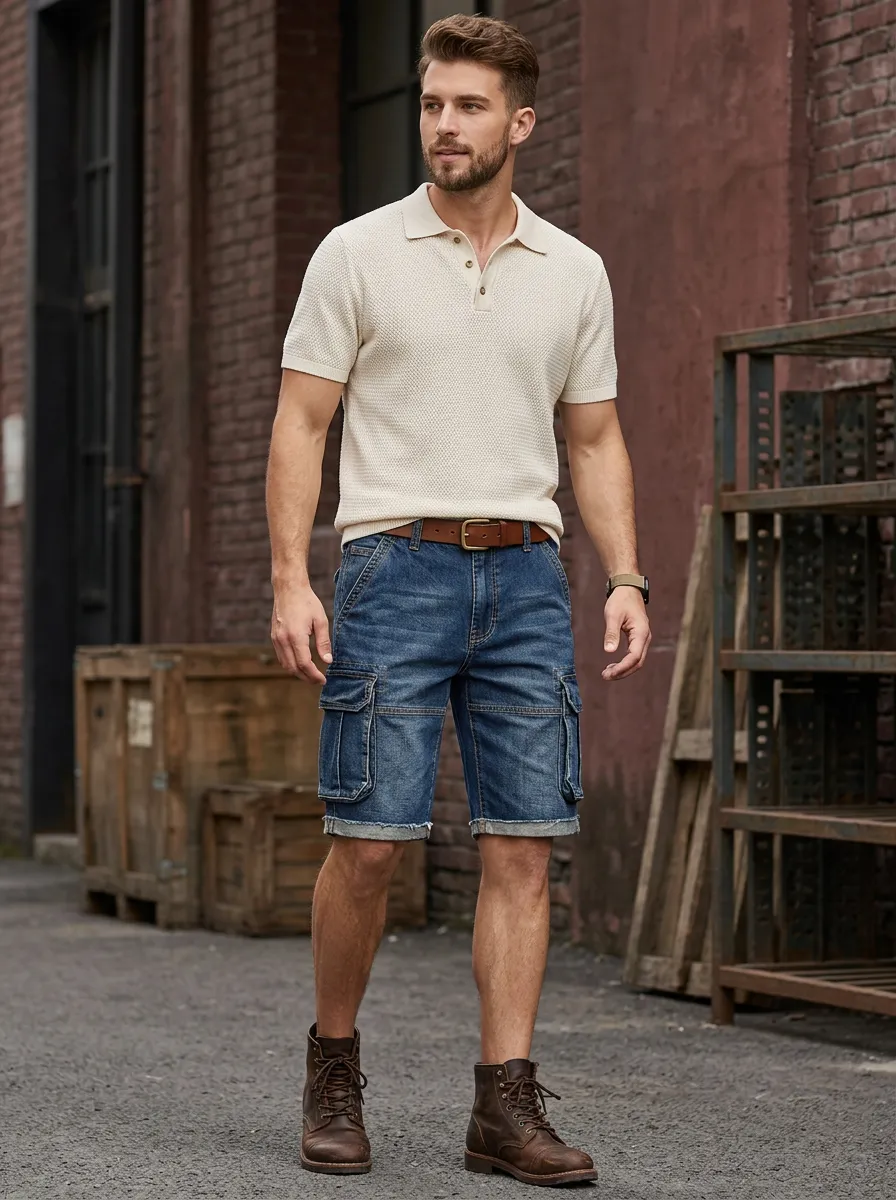 Men's Casual Outdoor Denim Cargo Shorts