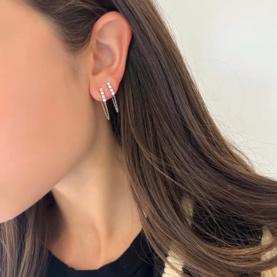 Openwork Polished Gem Detail Earrings