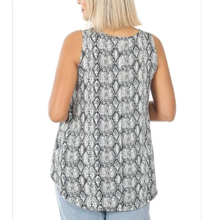 Printed Snake-Print Tank Top
