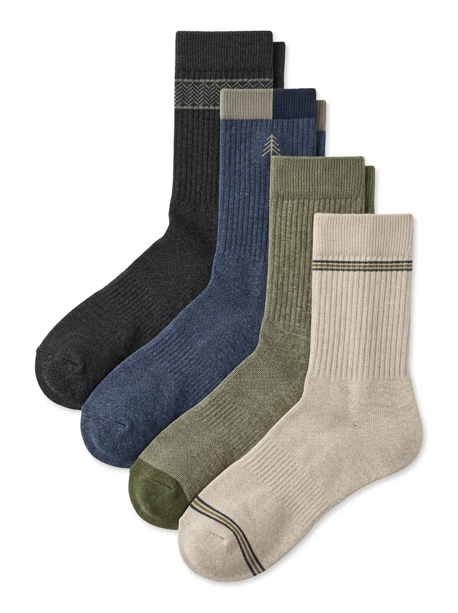 Everyday Crew Printed Shape Men's Four Pair Socks