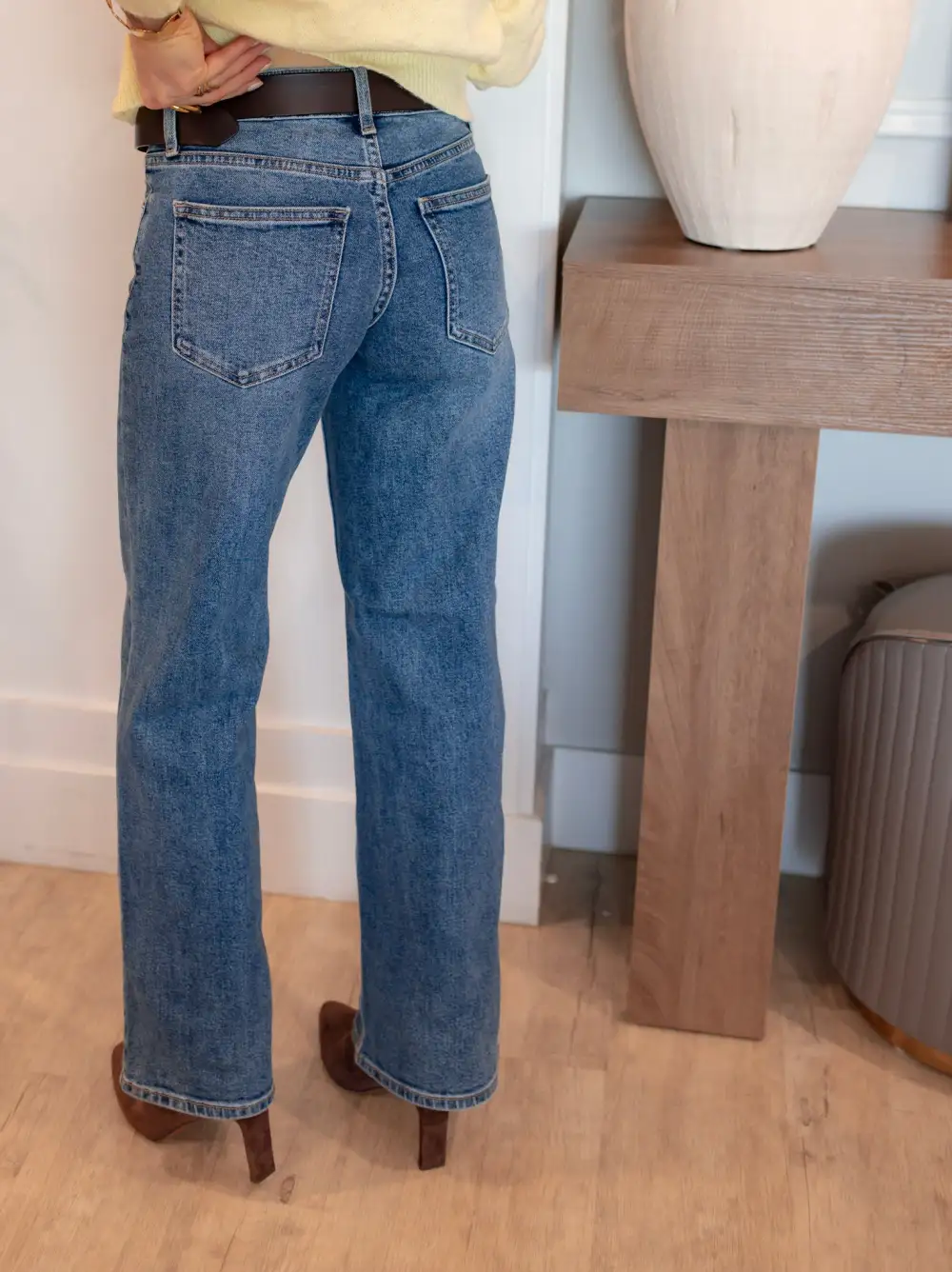 Mid Rise Casual Wide Leg Jeans