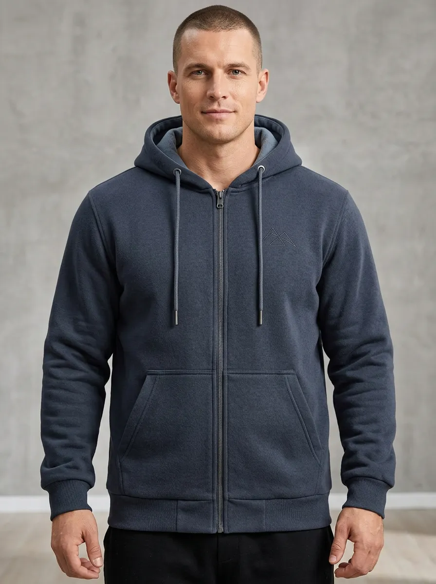 Modern Mountain Graphic Zip-Up Casual Look Men's Sport Jacket