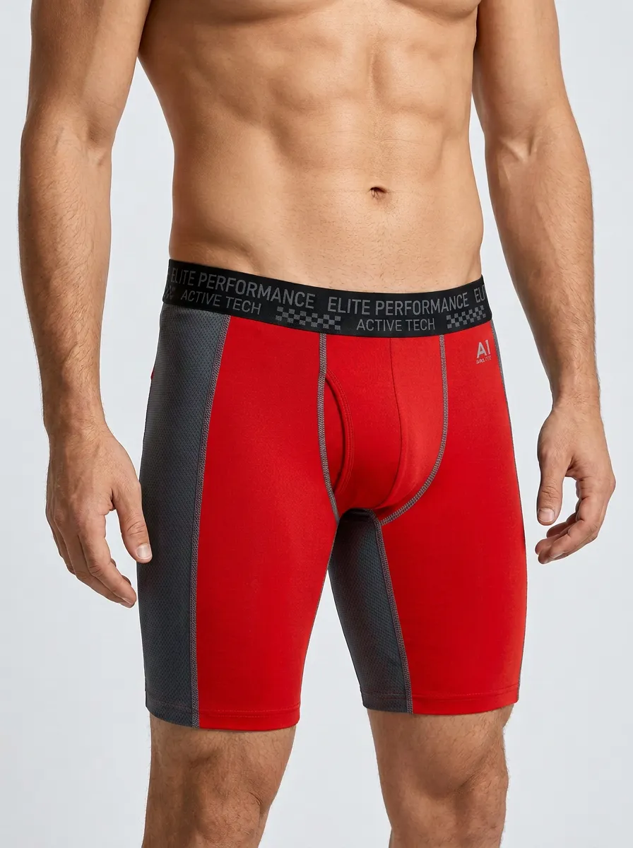 Men's Athletic Performance Mesh Panel Printed Boxer Briefs