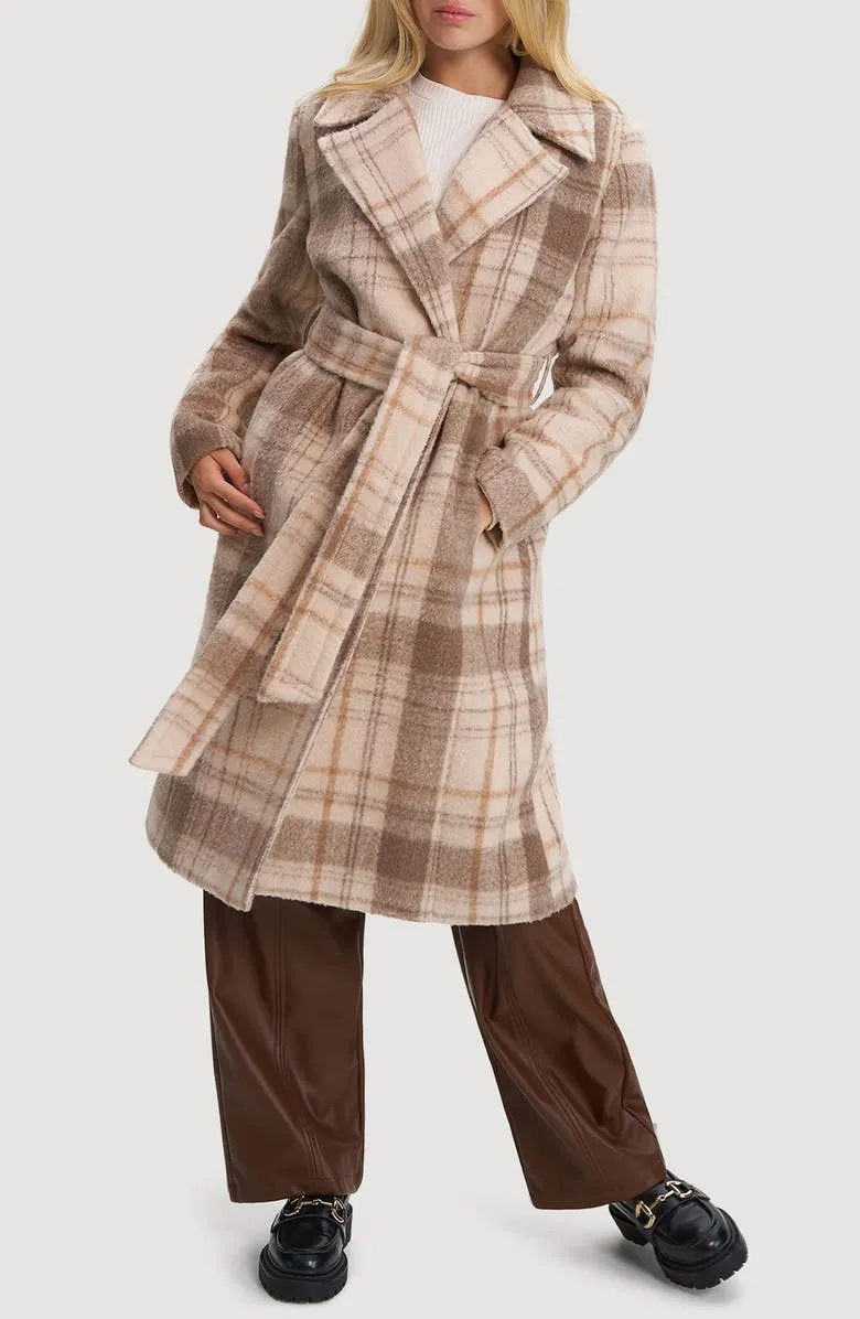 Vegan Wool Plaid Coat