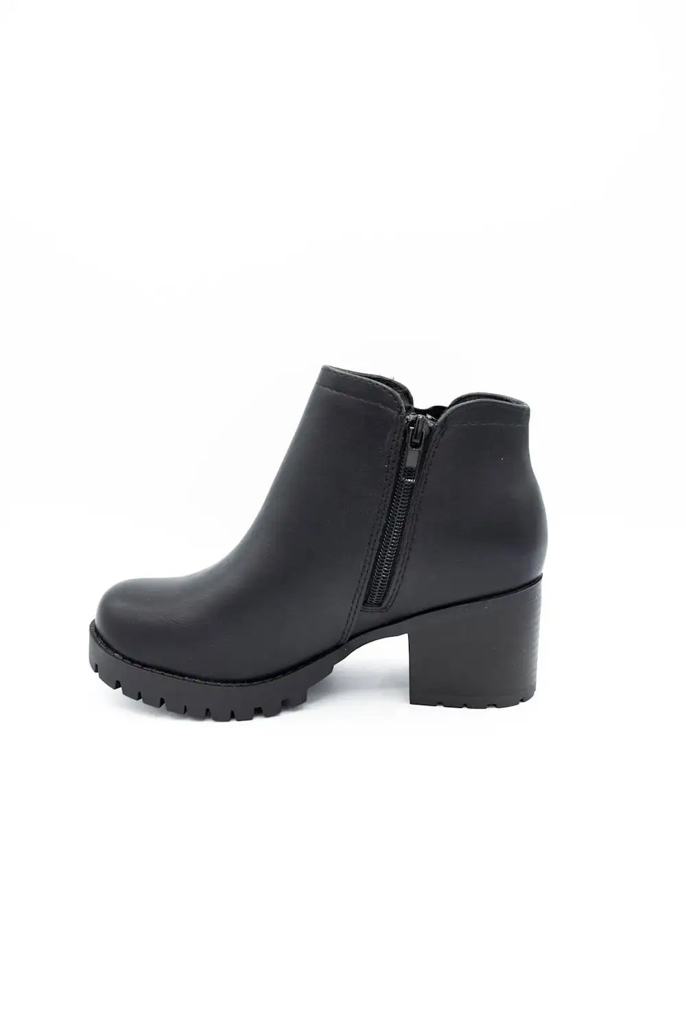 Lug Sole Suede Zip Entry Round Toe Bootie