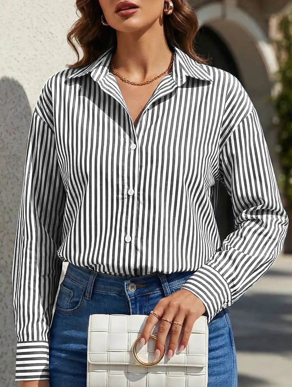 Striped Shirt with Pockets Blouse