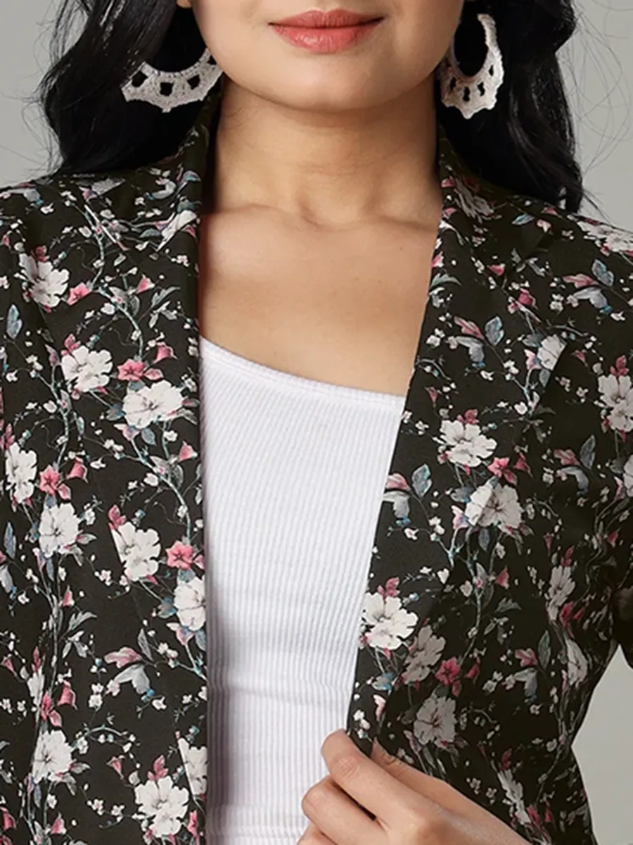 Spring Vintage Fashion Art Floral Print Women's Jacket