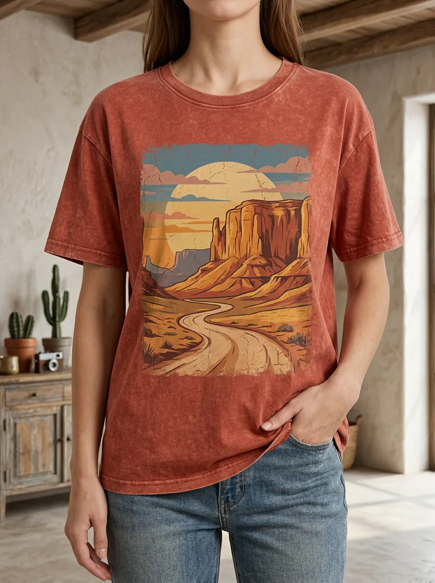 Women's Desert Landscape Road Trip Printed T-shirt
