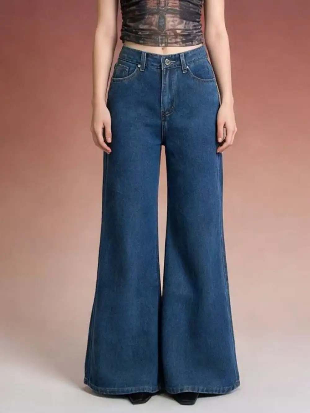 Balanced High Waist Flare Leg Denim Jeans