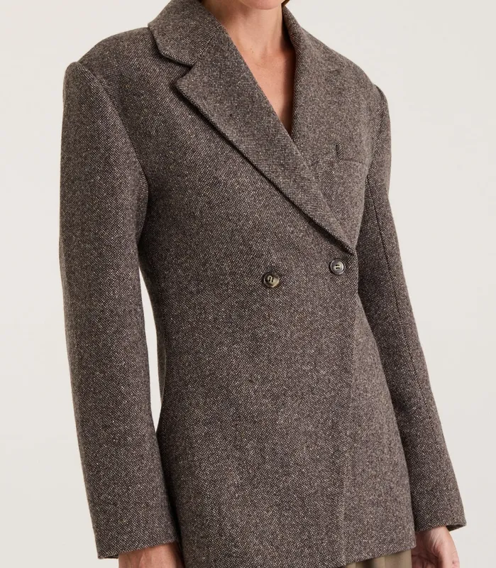 Gray Taupe Double-Breasted Blazer
