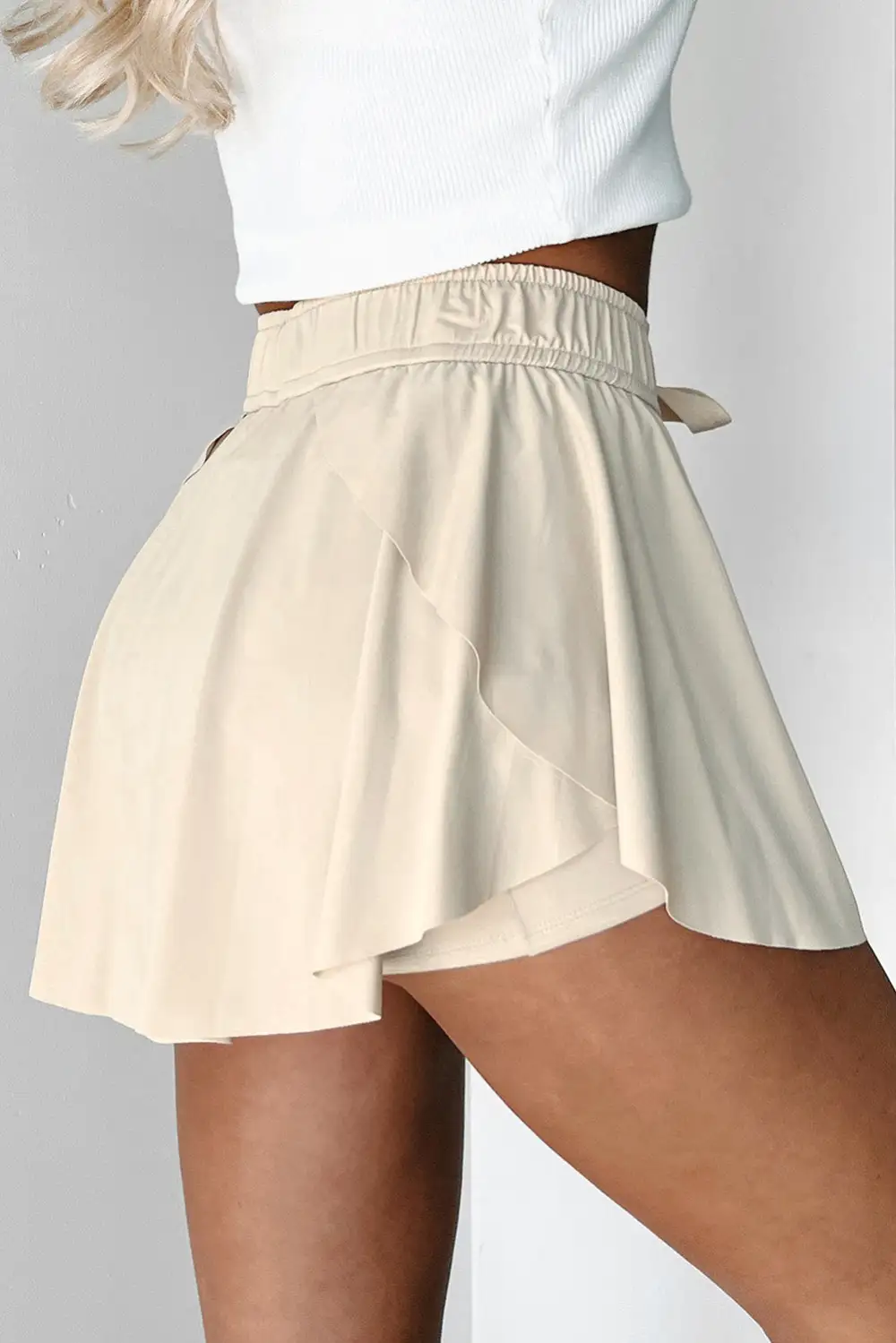 High Waist Drawstring Tennis Skort