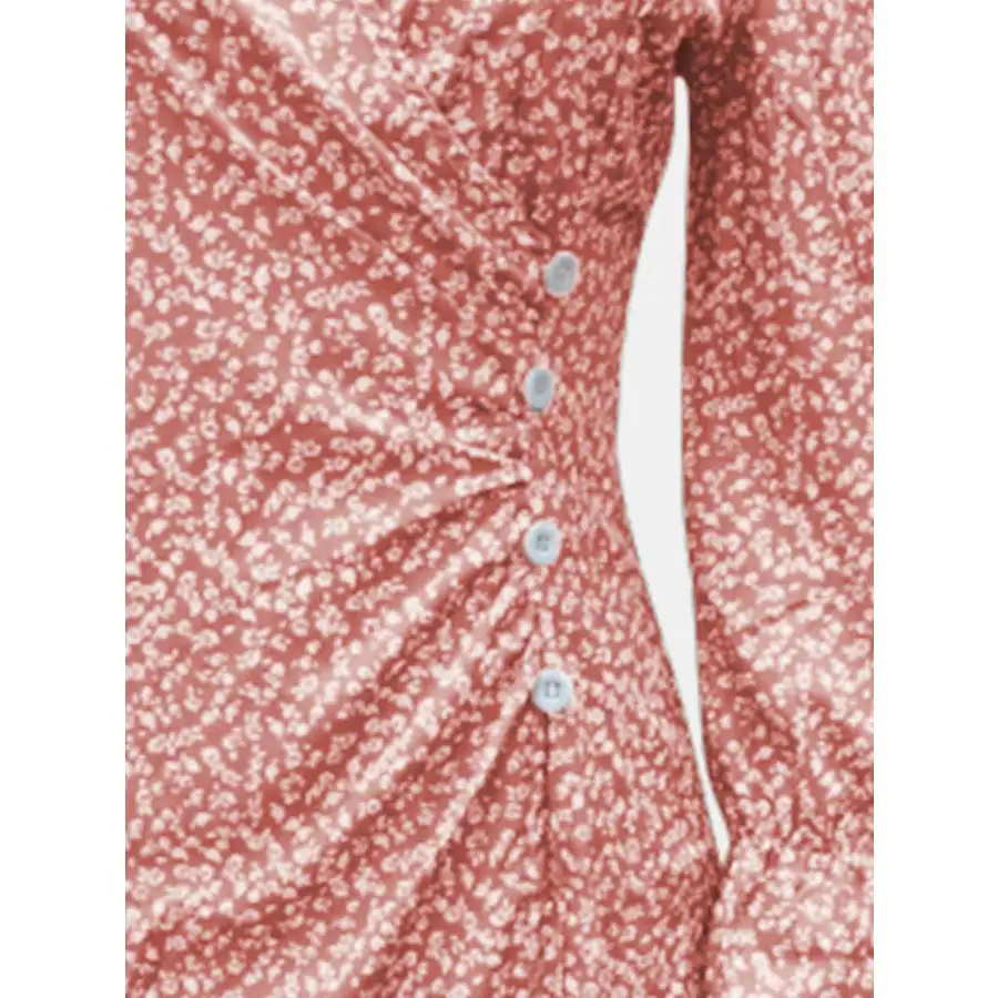 Full Size Surplice Long Sleeve Midi Dress