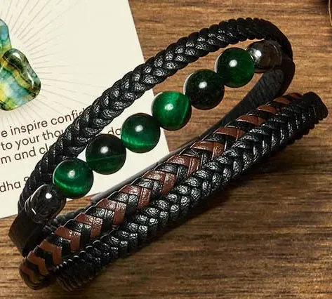 Leather Tiger Eye Bracelet