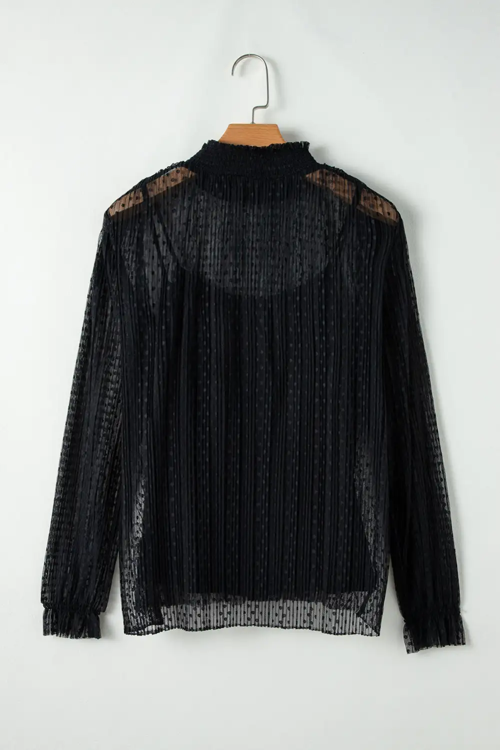 Lace Trim Sheer Long Sleeve Top