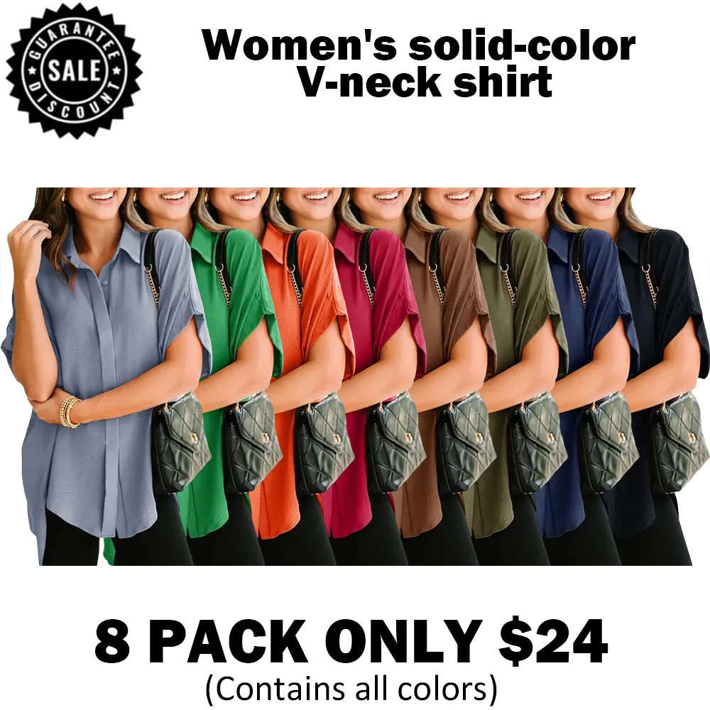 🔥Hot Sale💥Women's solid-color V-neck shirt🔥16 Colors Available
