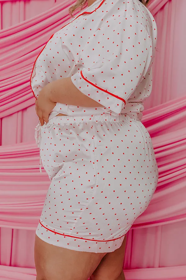 Stolen Hearts High Waist Satin Pajama White