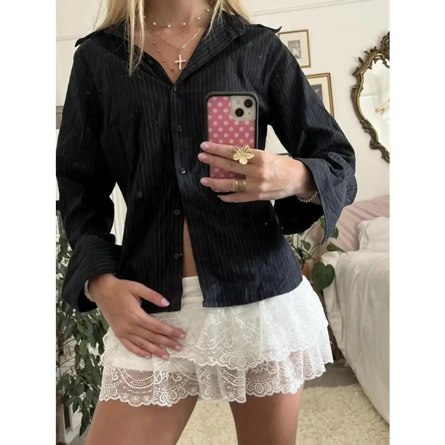Printed Button Down Long Sleeve Shirt