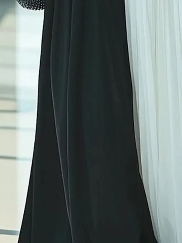High Loose Pleated Neck Maxi Dress