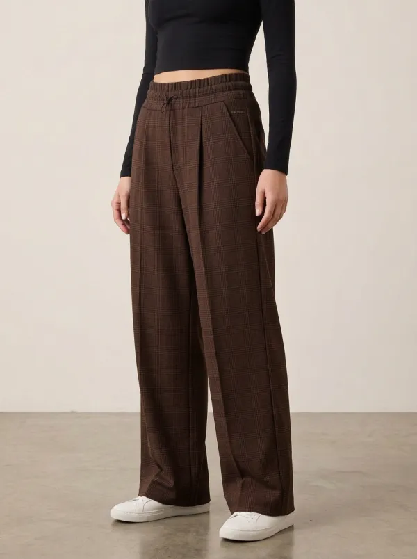 Modern Wide-Leg Plaid Printed Women's Wide-Leg Pants