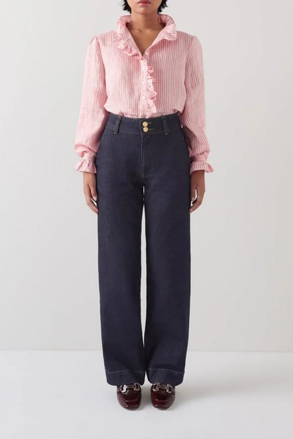 Indigo Blue High Rise Wide Leg Jeans