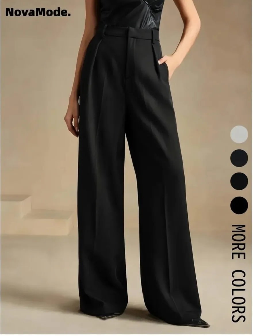 Women's Solid Color Basic Wide-Leg Loose Pants